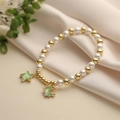 Bracelet à breloques étoile et lune avec perles et pendentifs en émail vert - Vert