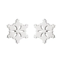 Vue macro des boucles d'oreilles flocon de neige argentées avec découpe en métal ciselé - 310 Flocon de Neige Creux / Couleur Acier