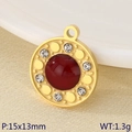 Goldener Edelstahl-Rundanhänger mit rotem Edelstein und mikroeingelegten Zirkonia - Roter Edelstein Zirkonia Runde Stil (KLJ9518-ZLA)
