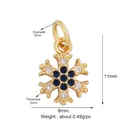 Detail view of mini gold-plated snowflake pendant with blue stones and dimensions - Blue & White Zircon Snowflake / M609079-Gold