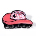 Pince à cheveux chapeau de cowboy rose avec motif vache et étoile stylée - Chapeau de cowboy / Rose Rouge