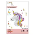 Large iridescent unicorn foil balloon decoration for birthday parties 103x78cm - Large Macaron Unicorn