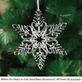 Détail de flocon de neige en acrylique 88mm avec motif six cœurs sur le sapin - 88mm / Flocon aux Six Cœurs