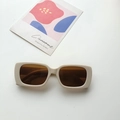 Retro cream square acrylic sunglasses for kids with dark brown lenses on a white background - Off White