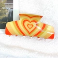 8.7cm acrylic hair claw clip with orange and yellow gradient heart patterns - Orange Yellow Gradient Heart (D3-4-18)