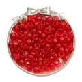 Vibrant transparent red acrylic pony beads for DIY jewelry making in a decorative dish - 100 Pieces/Pack (9x6mm) / Glitter Bright Red