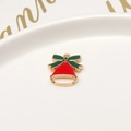 Christmas alloy charm pendant featuring a red bell with a green bow and golden details - 27# Red Bell (14*16mm)