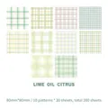 Set mit 200 Blatt minimalistischen Plaid Notizblöcken 80x80mm für das Scrapbooking - Limette Öl Zitrus