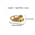 Detailed size parameters of golden earring lifter showing 16mm height and 1.5g weight - Gold Textured Disc Style (2)