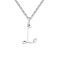 Silver stainless steel Cuban chain necklace with heart letter L pendant - Letter L / Steel
