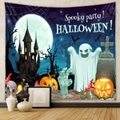 Arazzo di Halloween con castello e zucche per decorazione murale di feste a tema horror - 73X95CM/Tessuto Spazzolato / Viola-Zucca Mano Zombie