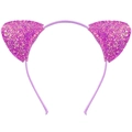 Sparkly purple sequin cat ear headband for girls with matching glitter fabric wrap - Light Purple (Coarse Glitter)