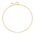 18K vergoldete Choker-Halskette mit kleinen Herzanhängern und funkelnden runden Kristallen - 18K Gold / Gold (KN0220.)