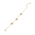 Elegant gold flower bracelet featuring clear cubic zirconia insets and beaded chain - Three-Flower Clear Zircon Bracelet (3#)