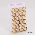 Set di 12 paia di orecchini a cerchio quadrati in acciaio inossidabile dorato su carta - Grande (20x18mm)