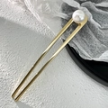 Minimalist gold U-shaped hair pin with a white faux pearl accent for elegant styling - 14.3CM / Gold Pearl Hairpin