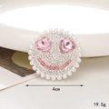 Sprankelende smiley hanger met roze hartogen en parelrand voor DIY schoenversiering - Kristallen Smiley Gezicht / Zilver