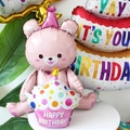 Kit de ballons en aluminium ours rose et cupcake coloré pour fête d'anniversaire enfant - Ours rose avec gâteau