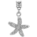Sparkling silver starfish charm pendant with pavé rhinestones for DIY bracelet jewelry - Full Rhinestone Starfish Charm