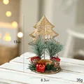 Porte-bougie sapin de Noël doré avec motifs de cerf, pommes de pin et décorations - Style Sapin de Noël (ABCZ2-4) / 13CM/Sans Bougie