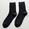 Deep grey ribbed knit crew socks for men made of breathable cotton in charcoal finish - One Size / Dark Gray