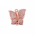 Rose gold butterfly charm connector with clear zircon crystals for jewelry making - Rose Gold Micro-Pave Butterfly (L0220-C)