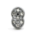 Silver alloy number 8 slider charm with sparkling crystals for DIY bracelets - Number 8 / 8mm / Chrome