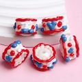 DIY cake theme beads with hand-painted cherries and hearts for winter jewelry making - White Bead Nude Red Cherry