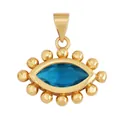 Golden evil eye pendant with blue marquise gemstone and radiant beaded detailing - M609104-Aqua Blue