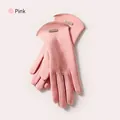 Eleganti guanti invernali termici rosa da donna con funzione touch e targhetta logo - Serie DY43-Classico Dito Pieno Touchscreen / Rosa Pompelmo