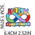 Detailed embroidery patch with Autism Acceptance text showing 6.4cm by 5cm dimensions - No.3-Multicolor Puzzle Rainbow
