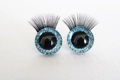 Blue glitter 3D doll eyes with long eyelashes in various sizes for stylish toy making - 25mm / Light Blue