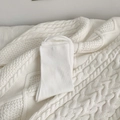 Classic white mid-calf cotton socks with high-elastic ribbed cuffs on white knit - White