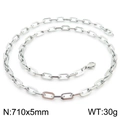 Silver stainless steel geometric link chain necklace with lobster clasp 710x5mm - Style B Steel Color Necklace 71cm (KN228648-Z)