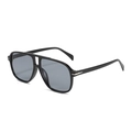 Classic pilot sunglasses with black frame, gray lenses and silver arrow metal accents - Black Frame Black Grey Lens