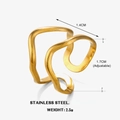 Irregular wave golden stainless steel adjustable ring with 2.5g lightweight design - Irregular Wave (ZN754) / Gold