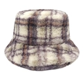 Dettaglio di cappello pescatore in peluche con trama a quadri vintage arancione e grigio - M (56-58cm) / Quadri Grigio Bianco Arancio (4#)