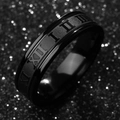 Anillo de acero inoxidable negro mate con números romanos y bordes rectos pulidos - US 6 / Negro