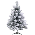 55cm mini artificial Christmas tree with snow-flocked green PE pine needles and green stand - Snow Flocked Tree Set