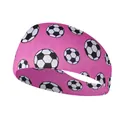 Fuchsia sports headband with classic black and white football pattern for workout - Soccer Rose Pink