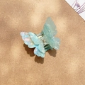 Elegant 3D double-layered butterfly hair claw clip with iridescent mint blue finish - Pointed Wing Iridescent Green
