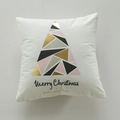 Funda de cojín navideña blanca con árbol geométrico dorado y deseos festivos - 45*45 (con Núcleo de 400g) / Estilo 3 (Árbol de Navidad)