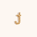 18K gold-plated stainless steel letter J pendant with twisted rope texture - Letter J