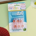 Set of 6 pink flower birthday candles in blister packaging for party cake decoration - Red Flower Candle