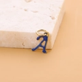 Blue enamel letter A pendant with gold-plated titanium steel finish on stone base - Enamel Letter-A