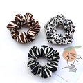Lot de 3 chouchous imprimés zèbre marron, léopard noir et blanc et motifs zébrés chic - Ensemble de 3 Pièces (Zèbre Café + Léopard Blanc + Zèbre Noir)