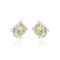 Elegant 18k silver moon and star earrings with large yellow zircon stones - E2542 Star & Moon / Silver