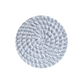 Round braided cotton coaster with grey and white spiral texture for heat insulation - Grey and White Stripes