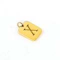 Square gold stainless steel pendant with hollow out letter X design and polished finish - Letter X (X-Pendant)