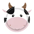 Close-up of a cute cow shaped paper plate for children birthday party supplies - Cow Small Paper Plates